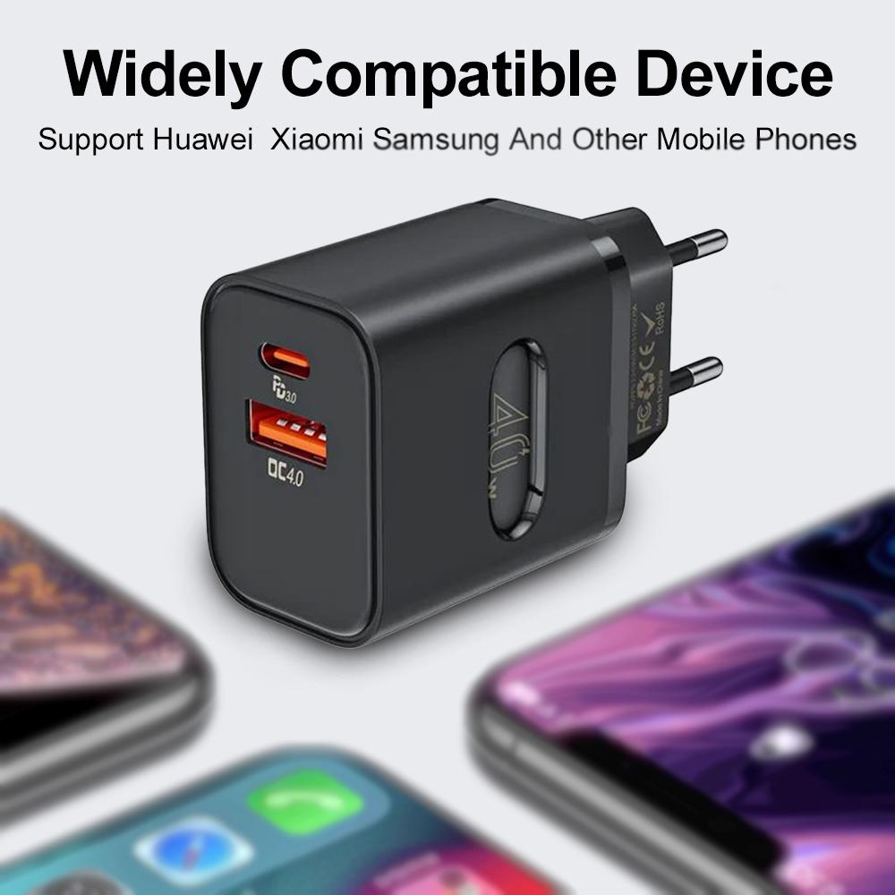 Всего 40 Вт USB быстрое зарядное устройство PD быстрая зарядка телефон зарядное устройство ЕС/США вилка адаптер для iPhone Xiaomi Samsung USB C настенное зарядное устройство