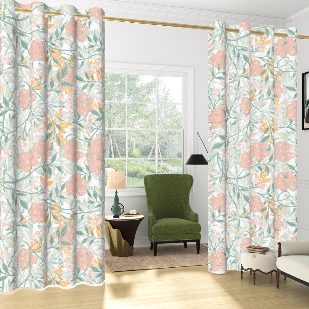 Set Of 2 Bohemian Plant Leaves Curtain Natural Flowers Farmhouse Curtains Living Room Bedroom Kitchen Decor Window Darkening For Great Made Polyester