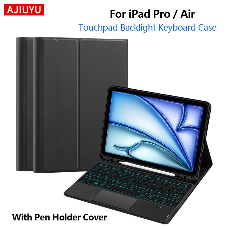 Keyboard Case For iPad Pro 11 1st 2nd 3rd 4th Air 4th 5th Air 11 Inch M2 M3 Touchpad Backlight Smart Cover With Pencil Holder
