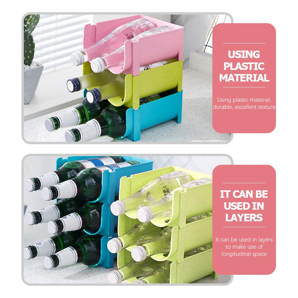 Stackable Plastic Drinks Organizer for Refrigerator Anti-Slip Design for Bottles and Cans, Beverage Storage Drinks Refrigerator Organizer Shelf