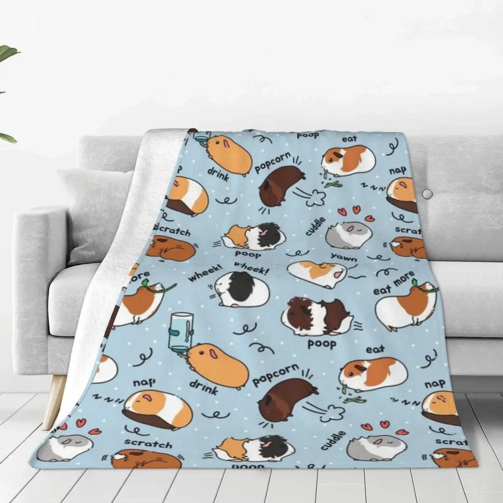 Warm Soft Blanket Picnic Guinea Pig Bedding Throws Funny Animal Flannel Bedspread Living Room Novelty Sofa Bed Cover