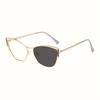 1Pcs 1 New Personalized Metal Cat Eye Frame For Men And Women Fashionable Trendy Glasses Light Pigment Lens