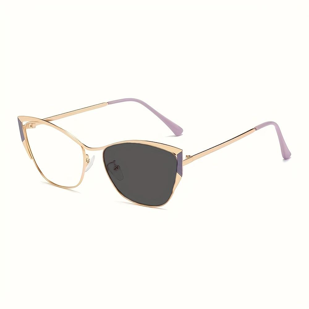 1Pcs 1 New Personalized Metal Cat Eye Frame For Men And Women Fashionable Trendy Glasses Light Pigment Lens