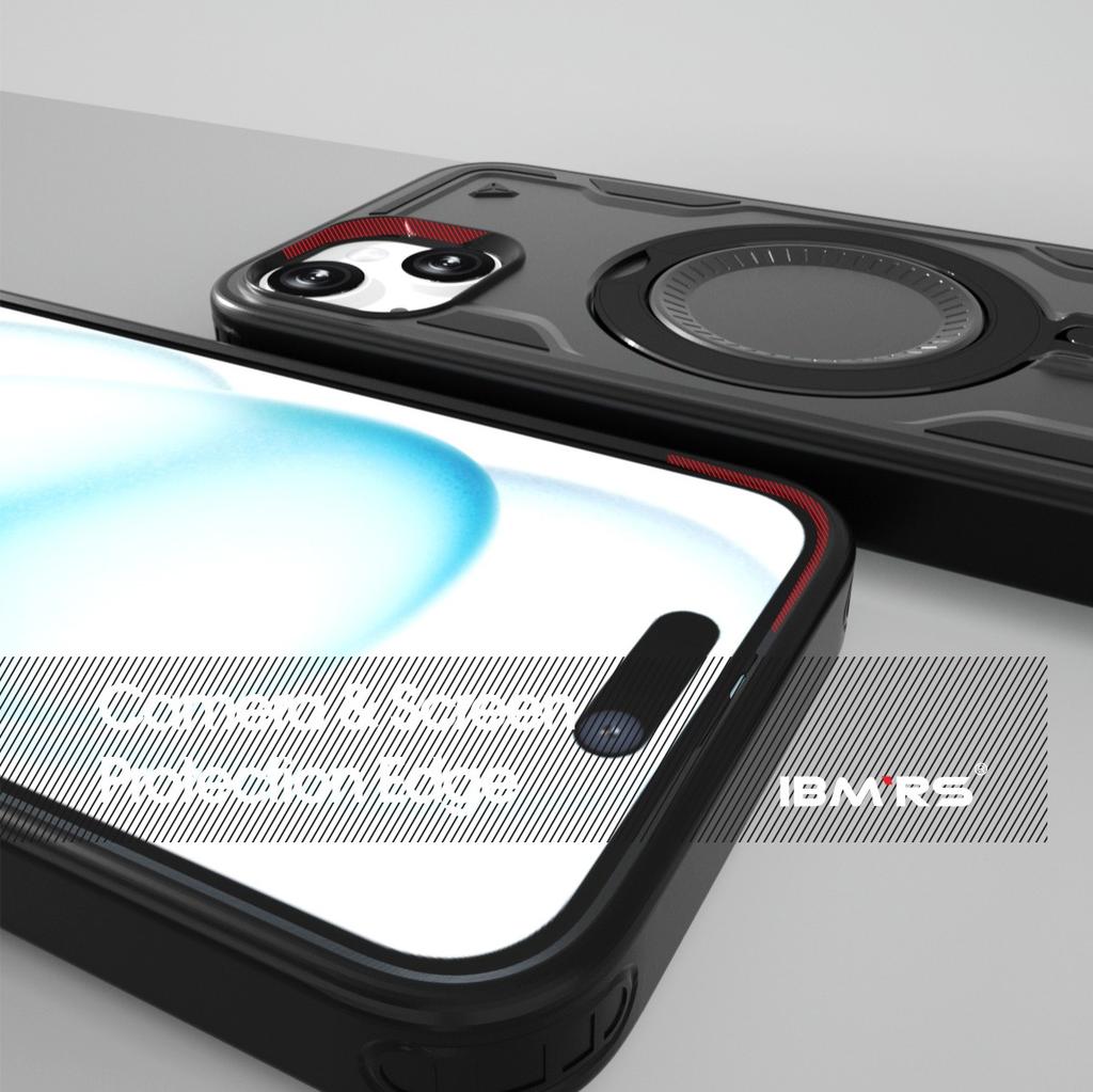 Чехол IBMRS для iPhone 15 с магнитом, подставкой и шнурком | Противоударный чехол, совместимый с Magsafe | Противоскользящая ручка для автомобиля/путешествий