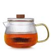 Pokaro Tea Melon Teapot, Heat-Resistant Glass, Heat-Resistant (170°C), Microwave-Safe, 570ml, with Tea Strainer and Lid, Wooden Knob, Suitable for