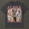 2026 Alpha Funny Kitten Shirt Funny Cat Meme Shirt Father Gift Unicorn Rainbow Tee Cat Lover Cat Gift Cursed Cat Shirt