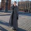 Осенне-зимнее Хаки Длинное Тренчкот для Женщин Куртка Элегантная Верхняя одежда Отложной воротник Пояс-галстук Корейский Шик Ветровка