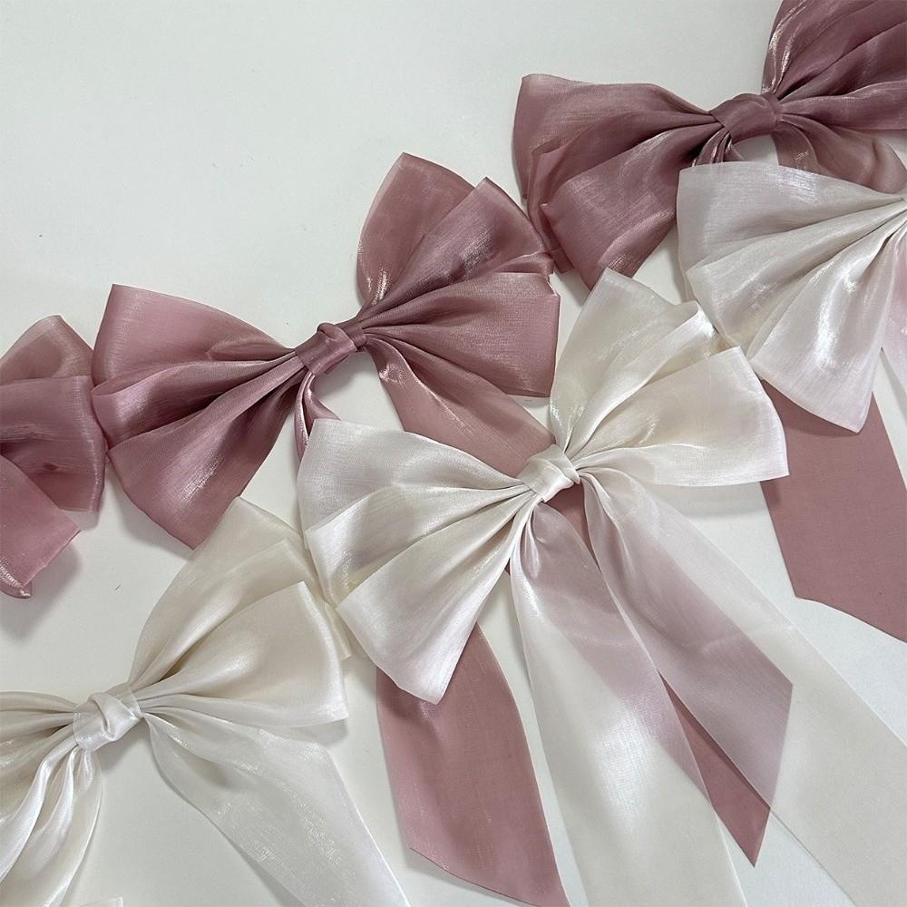 Satin Shiny Christmas Ribbon Bow Flag Home Ornaments Bowknot Banner Pendant  Wedding