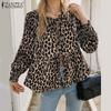 Ayollar Vintage V-bo'yin Uzun qisma Leopard printli ko'ylaklar