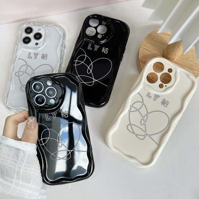 N16 Волнистый чехол для телефона с милым сердечком для iPhone 15 14 13 Pro Max Samsung S24 S23 Ultra A54 A14 A12 Xiaomi Redmi 13C Huawei Honor Мягкая задняя крышка