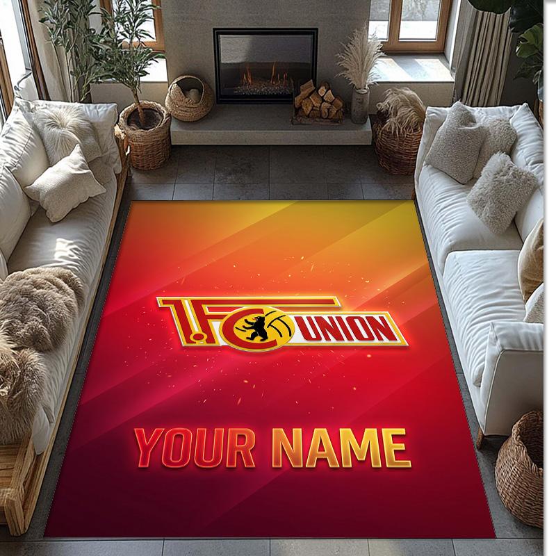 Union Berlin FC Printed Crystal Velvet Rug Non‑Slip Crystal Velvet Carpet For Sofa Bedroom Indoor Home Decoration
