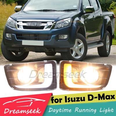 Светодиодные дневные ходовые огни (ДХО) для Isuzu D-Max RT50 Дорестайлинг Модель 2012 2013 2014 2015 Белый Светодиодный Противотуманный Фонарь в Сборе с Указателем Поворота