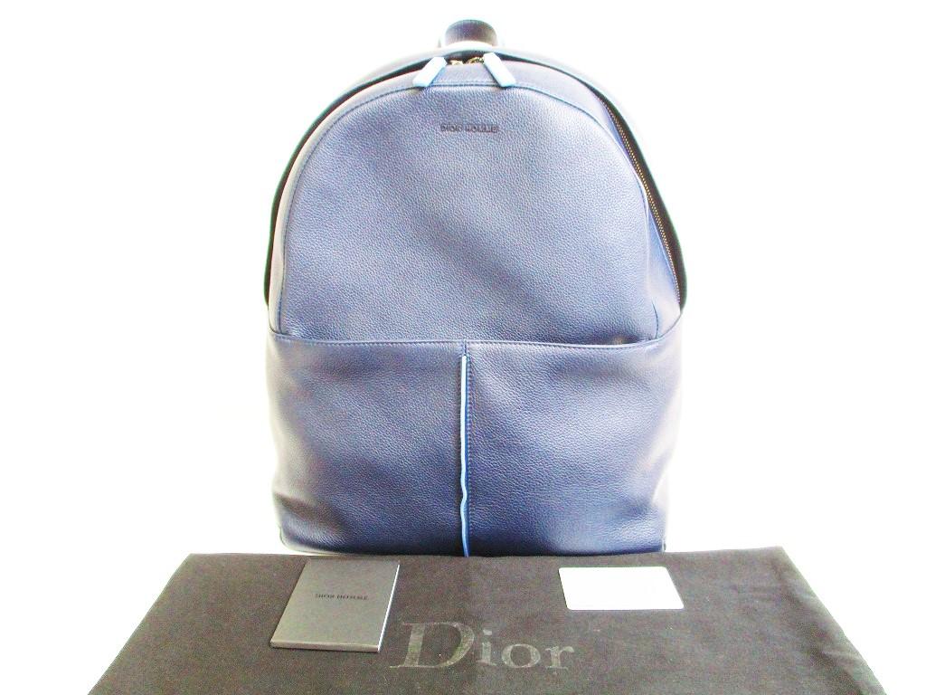 Оригинальный рюкзак Dior Homme из кожи теленка, темно-синий и светло-синий, #6872. Восстановлен продавцом.
