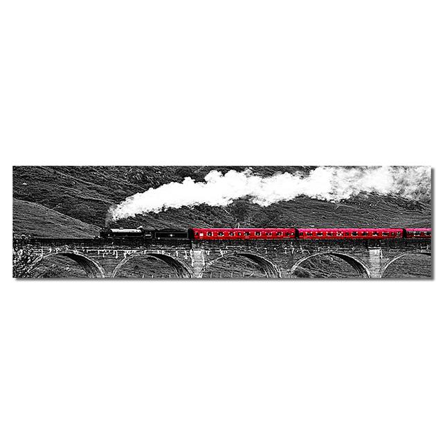 Природный пейзаж, городской пейзаж, черный, красный, поезд, холст, картина, настенные художественные фотографии, постеры и принты для гостиной, спальни, домашний декор, без рамки
