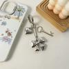 Ins Style Silver Heart Key Chain Alloy Bowknot Phone Pendant Headphone Case Charm Bag Decor Car Key Ring