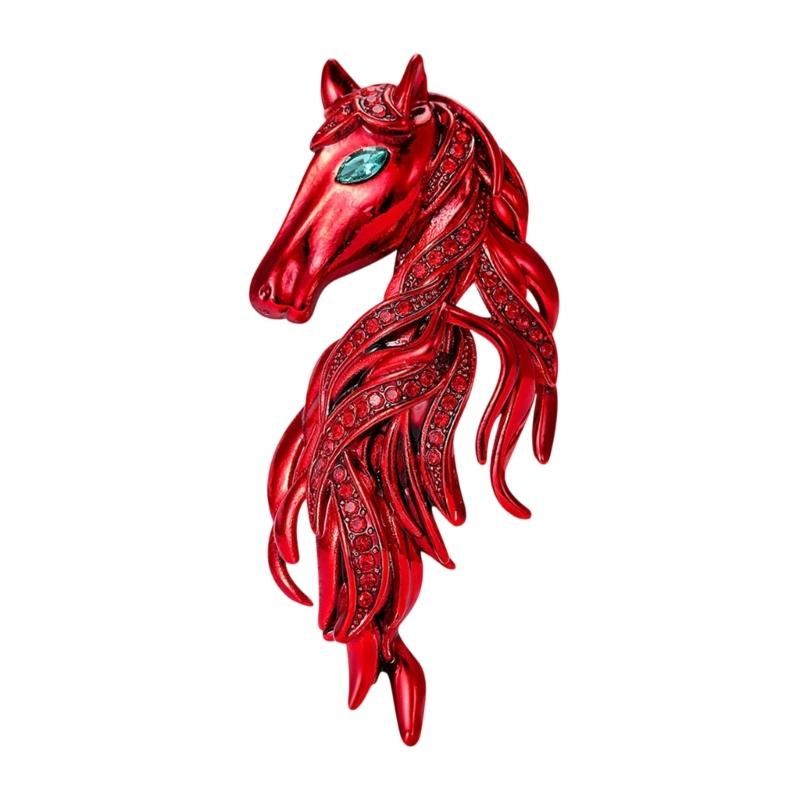 Handcraft Horse Head Brooch Portable Alloy Accessory for Casual Formal Outfits