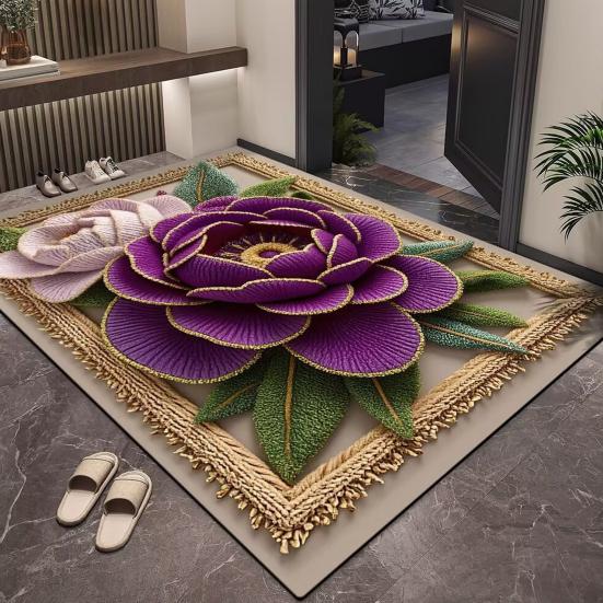 Коврик для пола 3D цветочный узор коврик для ванной комнаты высокоабсорбирующий быстросохнущий нескользящая резиновая основа кухонный душевой коврик для двери прачечной