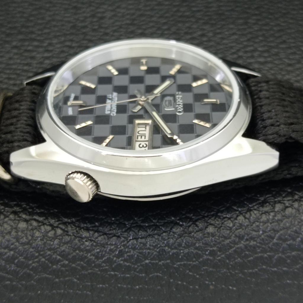 REFURBISHED SEIKO 5 AUTOMATIC MENS WATCH JAPAN MADE BLACK DIAL CUSTOM A440129-2 QV90-a440129