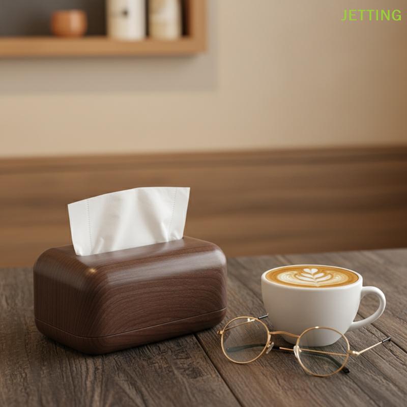 Tissue Box Imitation Wooden Tissue Case Classic Living Room Decor Large Capacity Tabletop Paper Storage Box