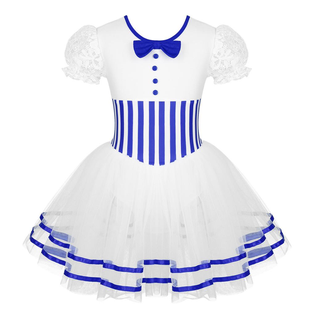 Рождественский танцевальный костюм для маленьких девочек, фигурное катание на коньках, роликовые коньки, короткие кружевные рукава, сетчатое платье-пачка в полоску, балетное трико, платье