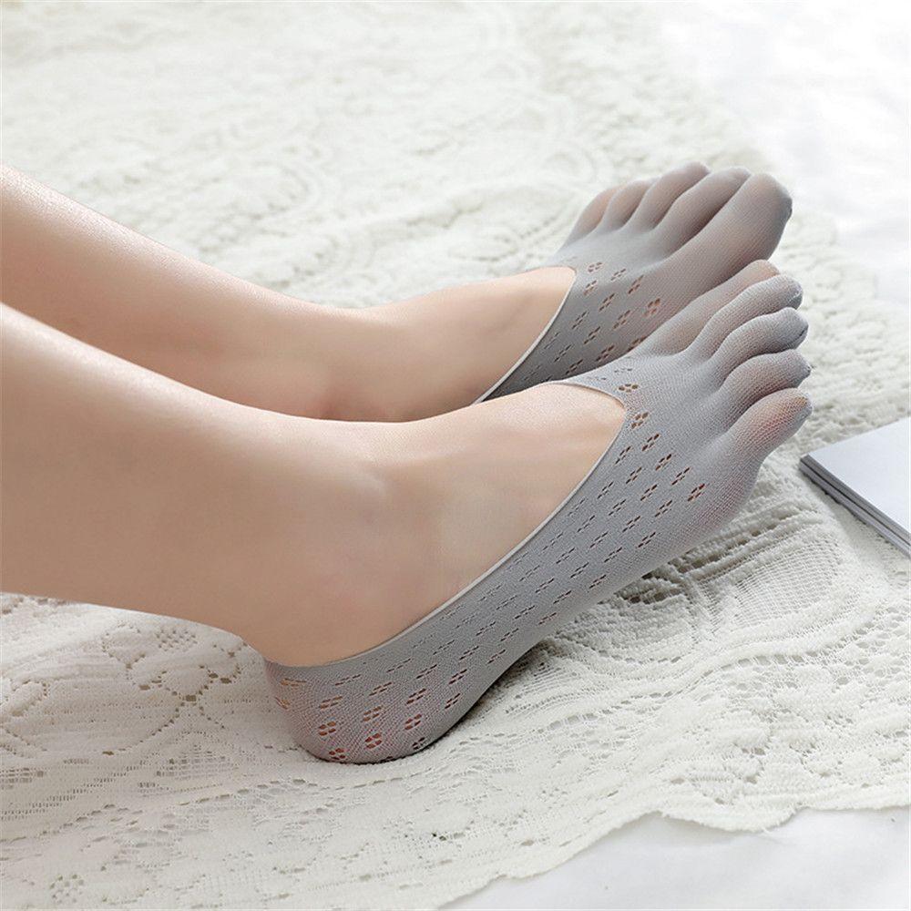 Shallow Silicone Women Invisible Five Finger Sock Anti skid Liner Ankle Socks Low Cut