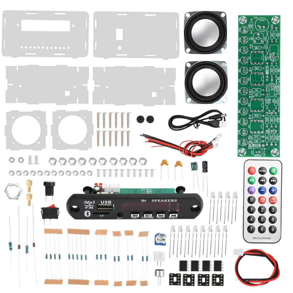 DC5V DIY Bluetooth Speaker Kit with FM Radio DIY Soldering Project Practice Solder Assembly Electronic Kit Component 2*3W Speake