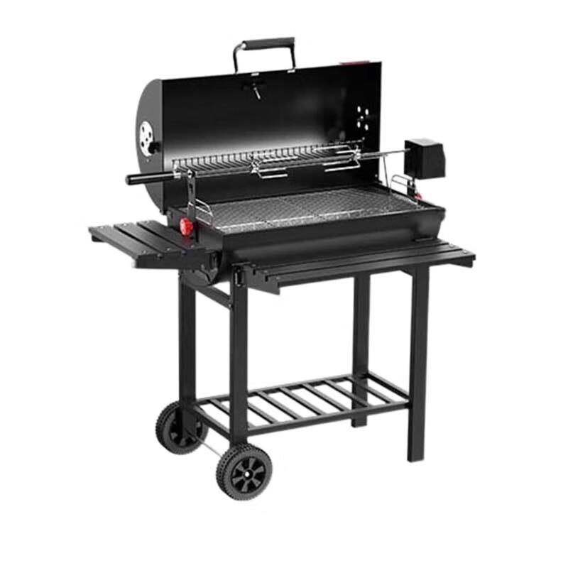 Large Outdoor American Style Charcoal BBQ Grill with Smoker & Electric Rotisserie