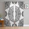 Цветочные черно-белые прозрачные шторы для гостиной, прозрачный тюль, декор для окон, спальни, кухни, домашний декор, вуаль, шторы