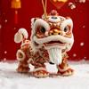 Yousheng Car Pendant with Metal Chain Lion Dance Design Plush Fabric Car Charm Keychain Bag Accessory Good Fortune Decoration