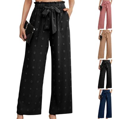 Женские повседневные брюки с регулируемым поясом и высокой талией, широкие брюки