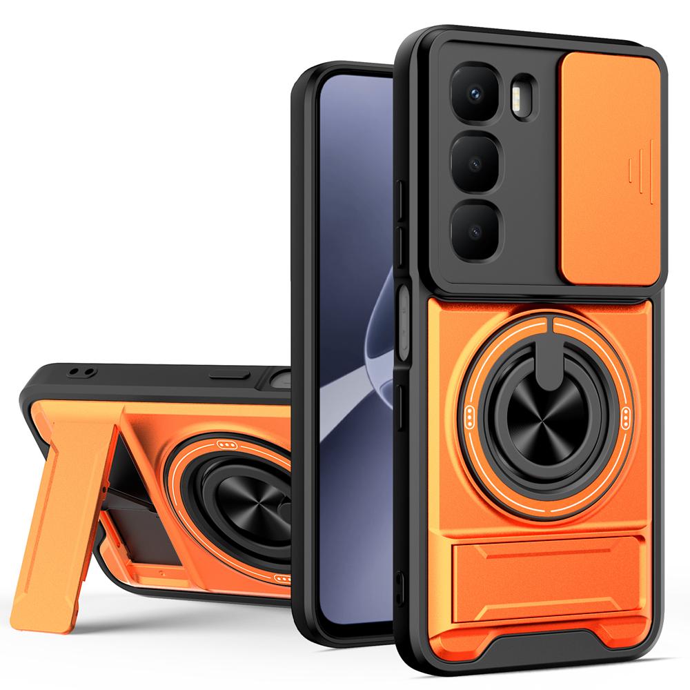 KEYSION Магнитный чехол для телефона Infinix Hot 60i 4G 60 5G Hot 60 Pro Защита камеры со сдвижной крышкой Вертикальная подставка Ударопрочный чехол