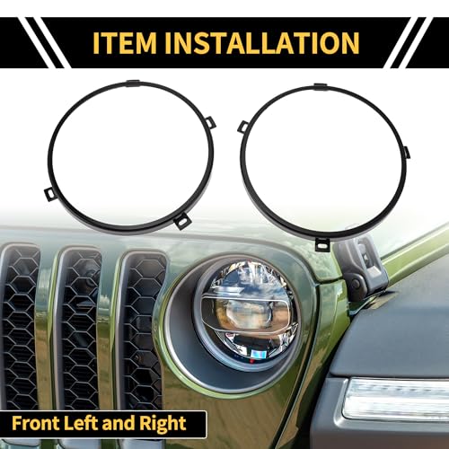REPAIROCK Совместимо с Jeep Wrangler JK 2007-2017, 1 пара 7-дюймовых круглых металлических колец для фар (Лево и право)
