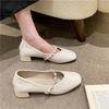 Fairy Wind Mary Jane Single Shoes Women's Shoes 2025 New Spring and Summer New Flat-bottomed Shallow Mouth Square Head Pearl Soft-soled Shoes