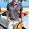 Мужские повседневные футболки с лацканами, летняя пляжная рубашка, мужская футболка, высокоэластичные топы с короткими рукавами, футболки, мужская одежда, уличная одежда
