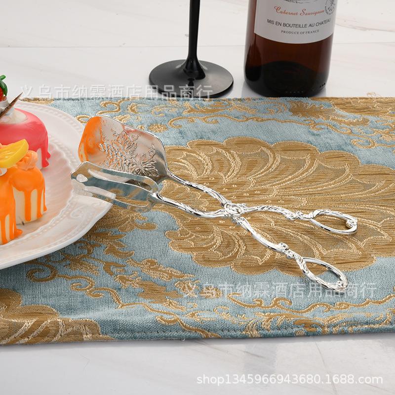 Позолоченный серебряный светильник класса люкс щипцы для еды зажим для салата, фруктов, торта, макарон, десерта, щипцы для барбекю, еда, столовые приборы, зажим для еды