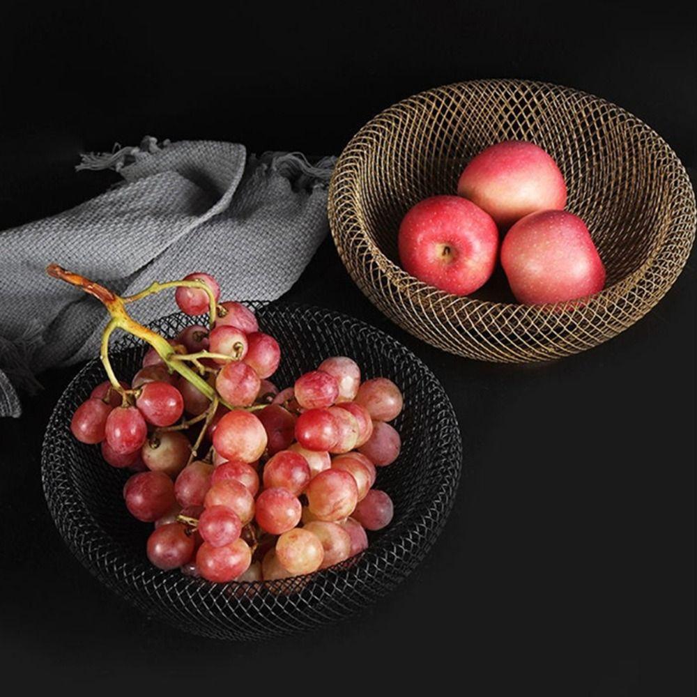 Hollow Mesh Fruit Snacks Basket Black/Gold Fruit Vegetable Basket Iron Art Fruit Basket Picnic