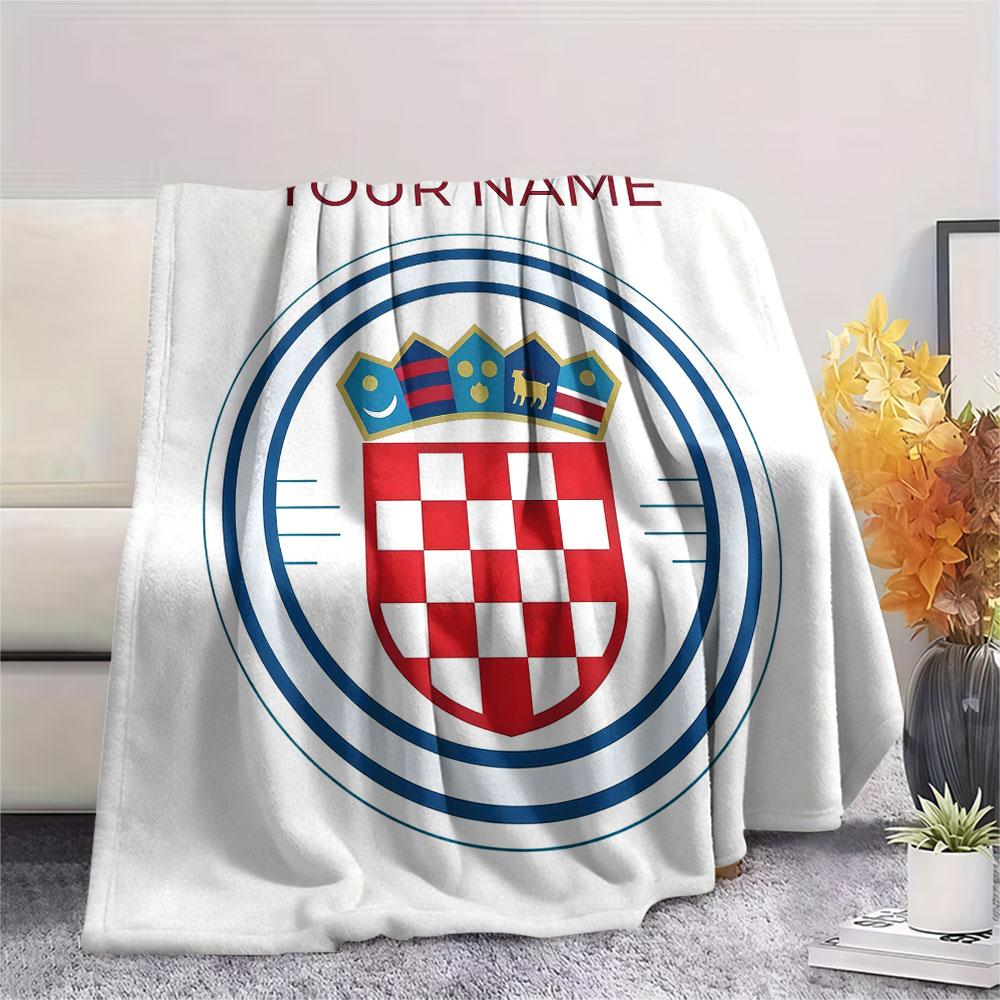 Custom Name,Croatia Printed Flannel Blanket, soft throw for bedroom sofa, washable, Christmas present, great gift.