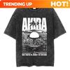 Customization Washed Vintage Anime Akira Graphic T Shirt Shima Tetsuo Shotaro Kaneda Manga Tshirt Men Women Casual Retro Oversi