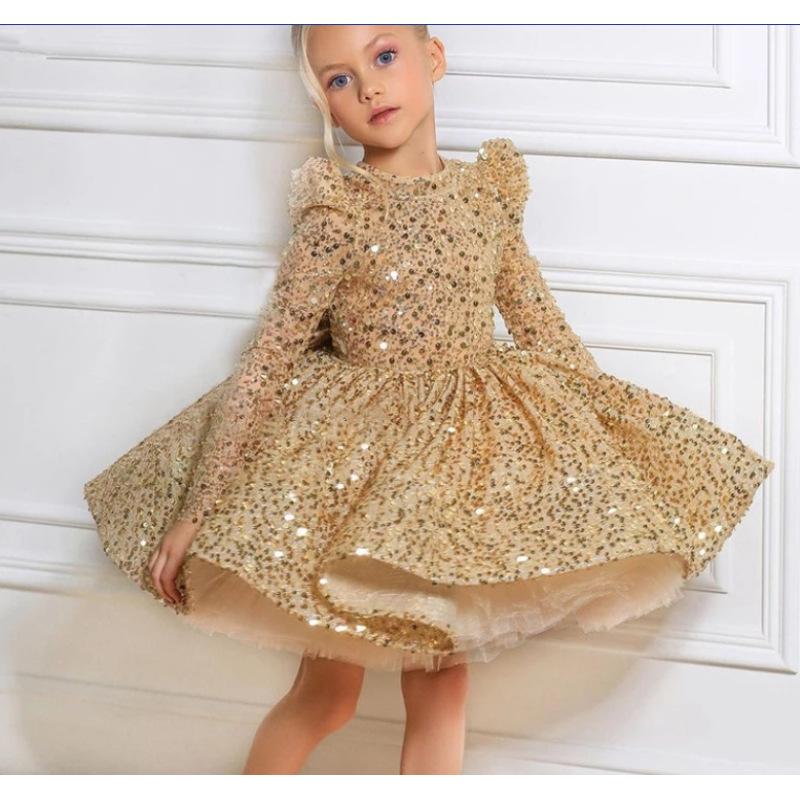 Детские платья для девочек, пачки для детей среднего возраста, рождественские платья, платья с длинными рукавами, платья принцесс для девочек