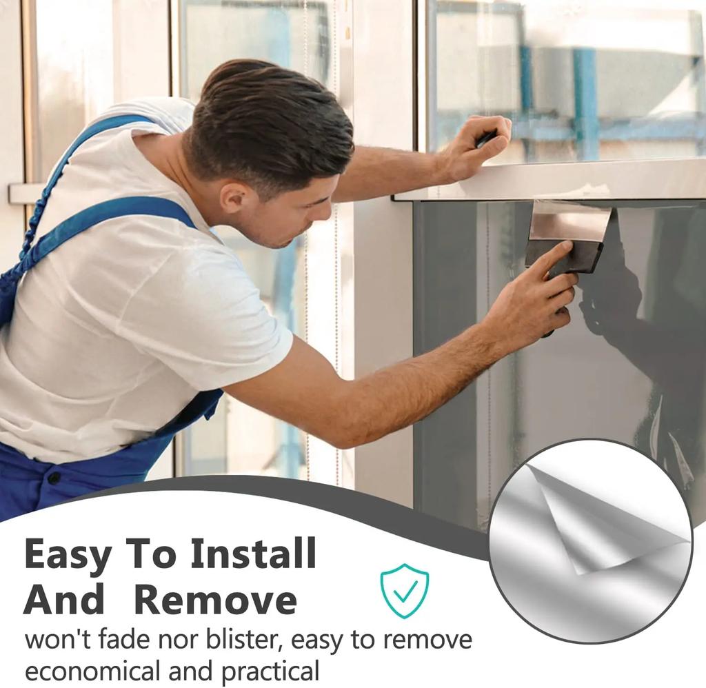 Серебряная пленка для окон с односторонним зеркалом, теплозащитная солнцезащитная затемняющая стеклянная дверь, светоотражающая тонировочная пленка для окон для дома