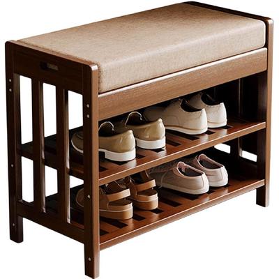 Бамбуковая скамья для обуви, 3-ярусная полка для хранения для прихожей, у кровати с подушкой, для коридора, гостиной, 19,7" Д