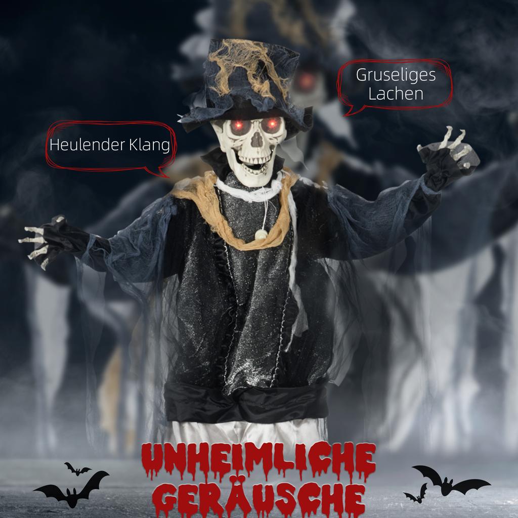 Halloween ghost, Halloween decoration, sound function, with motion sensor and LED lights, 101 cm x 64 cm x 178 cm