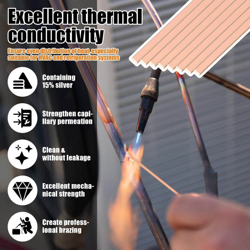 20/50 Pcs Silver Phosphor Copper Brazing Rod Flat Welding Stick BCuP-5 Brazing Rod Flat Welding Stick for Copper Repair Tools