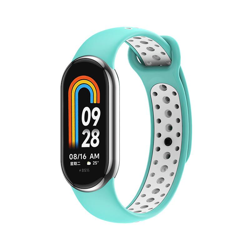 Силиконовый ремешок для Xiaomi Mi Band 8 7 6 5 4 3 двухцветный ремешок против пота спортивный дышащий сменный ремешок с пряжкой для Mi Band 8 7 6 5 4 3