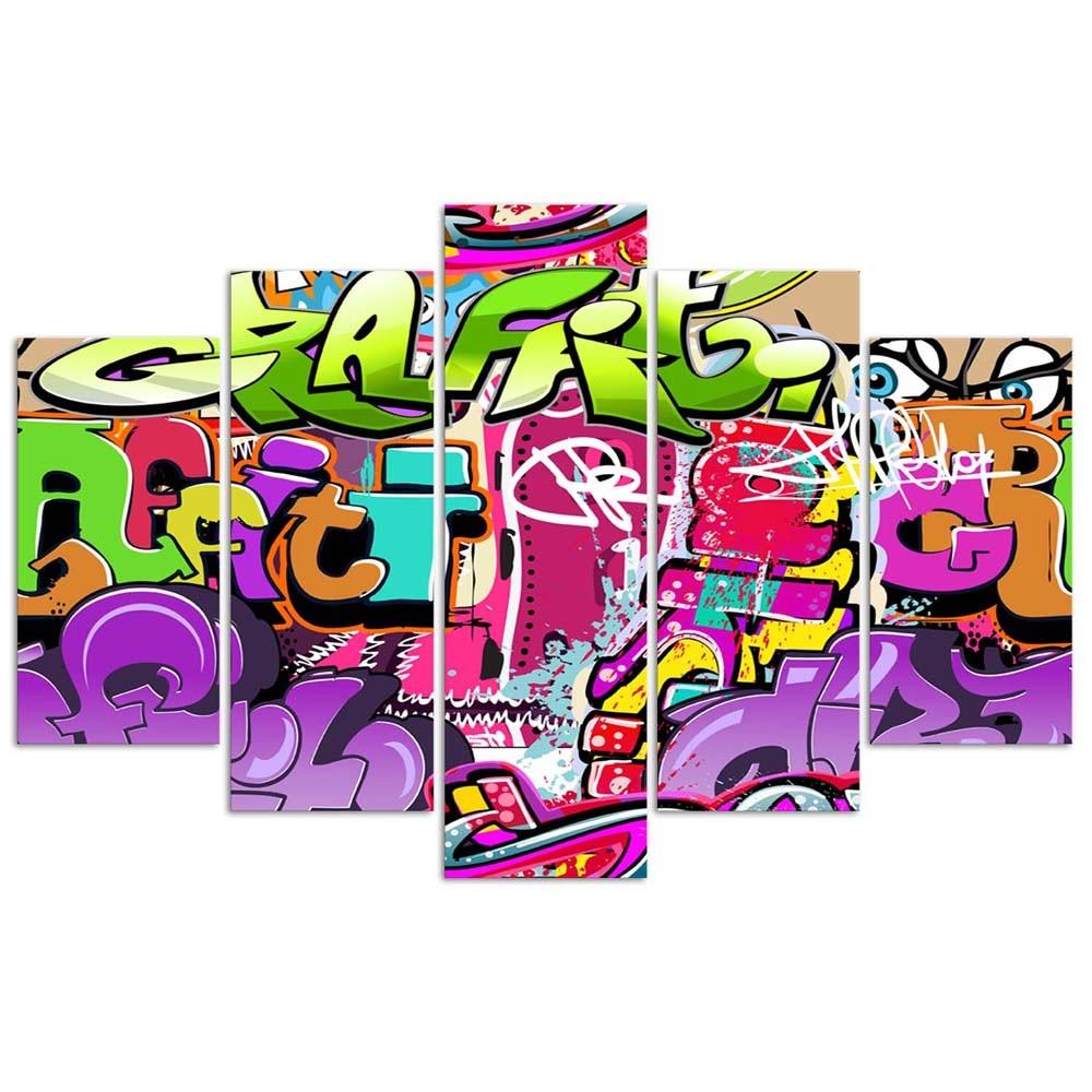 Five Piece Picture Canvas Print Graffiti