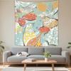 Watercolor color-block tapestry world map fabric wall hanging for bedroom and study room wall decoration background fabric