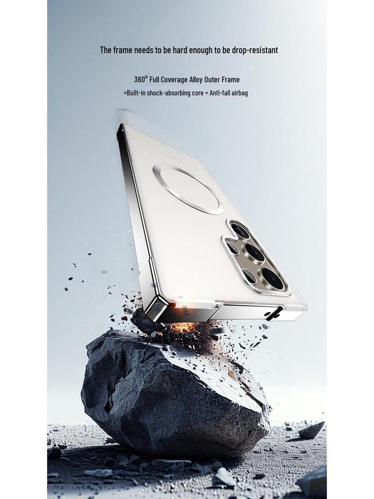 Чехол-бампер Samsung Galaxy S26 Ultra с магнитной металлической рамкой и защитой камеры