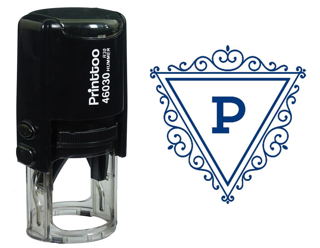 Printtoo P Алфавит Вихревой Граница Треугольник Монограмма Начальная Самостоятельная Чернильная Резиновая Штамп Офис