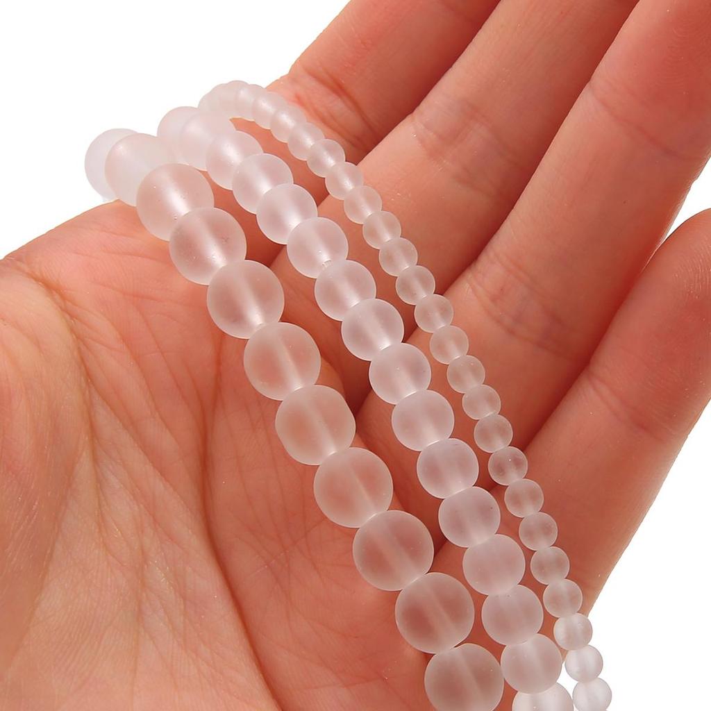 4/6/8/10 мм блестящие прозрачные стеклянные бусины, матовое стекло, свободные бусины для изготовления ювелирных украшений, DIY палочка для волос, браслет, ожерелье, серьги