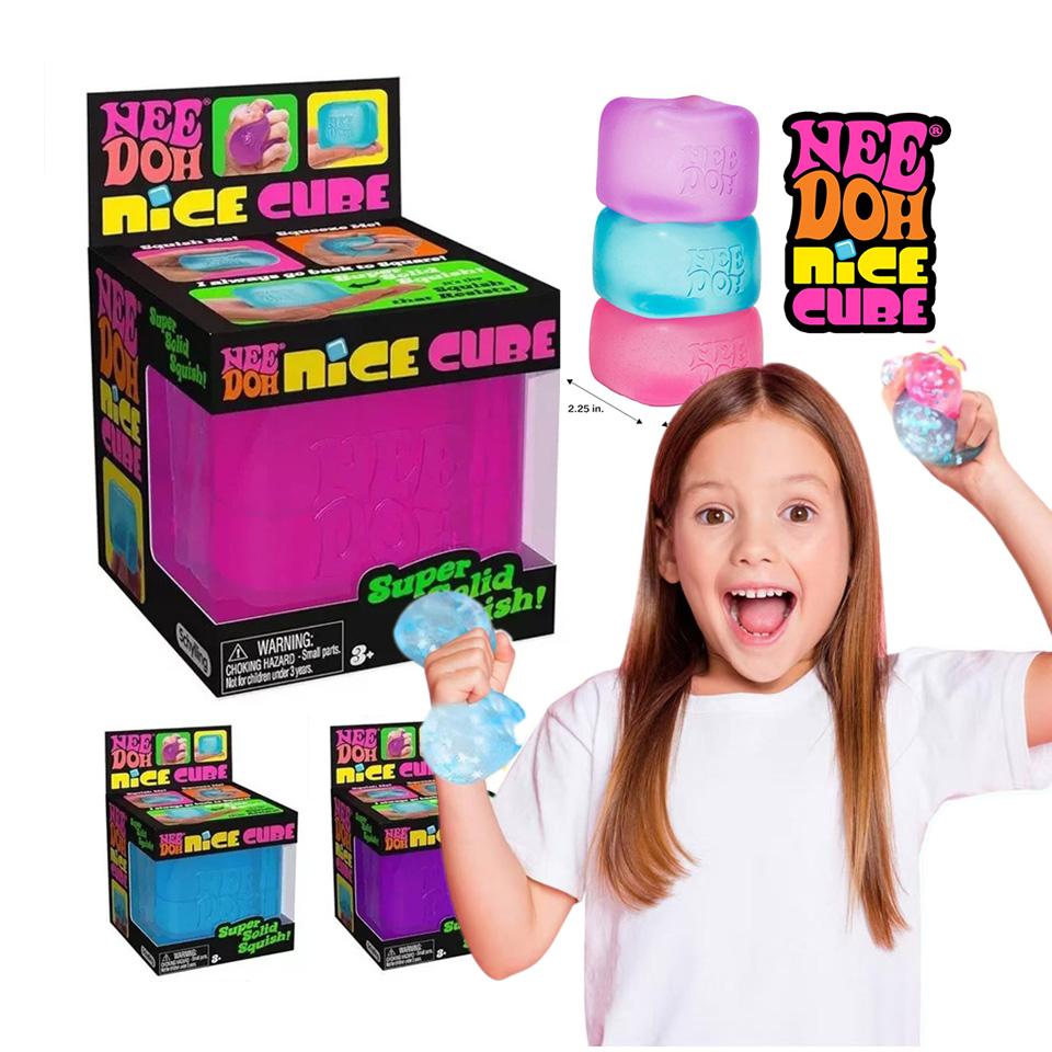 Schylling Needoh Nice Cube - Сквиш-игрушка для снятия стресса, Сенсорная игрушка, Кубик-сжималка, Игрушка-антистресс, Подарок, Красно-пурпурно-синий, Sn Kids